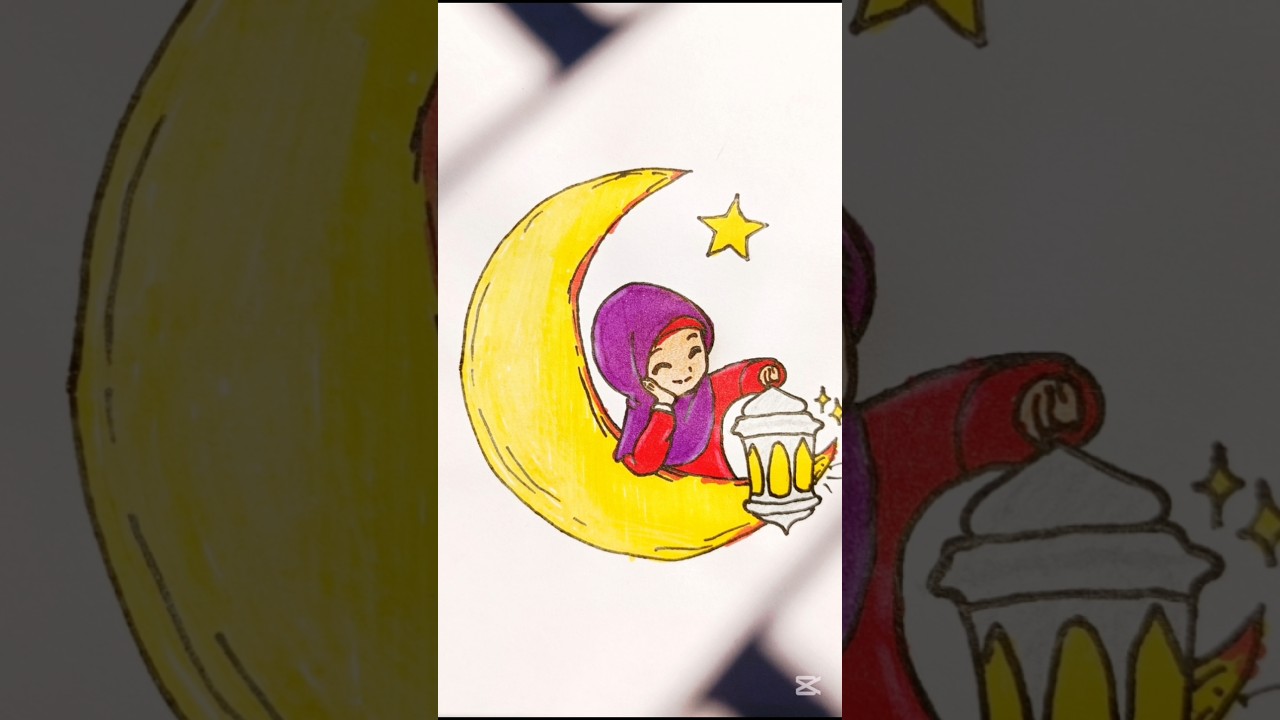 Peaceful Ramadan Night Illustration 🌙✨ #trending #art #drawing #song #music