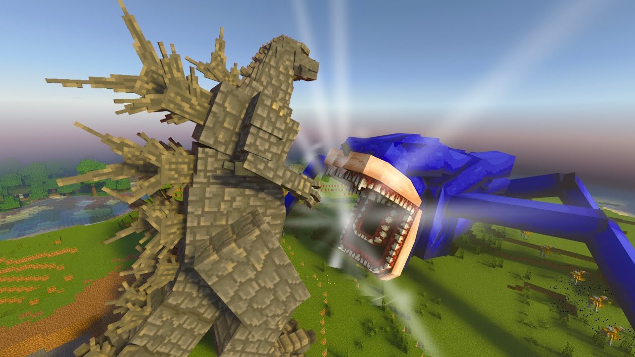 Godzilla minus one vs Shin Sonic Mod Addon MCPE in Minecraft Bedrock