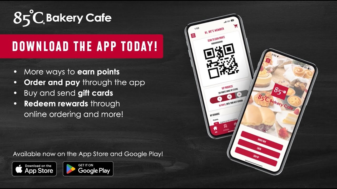 Explore the New 85&deg;C Bakery Cafe Mobile App!