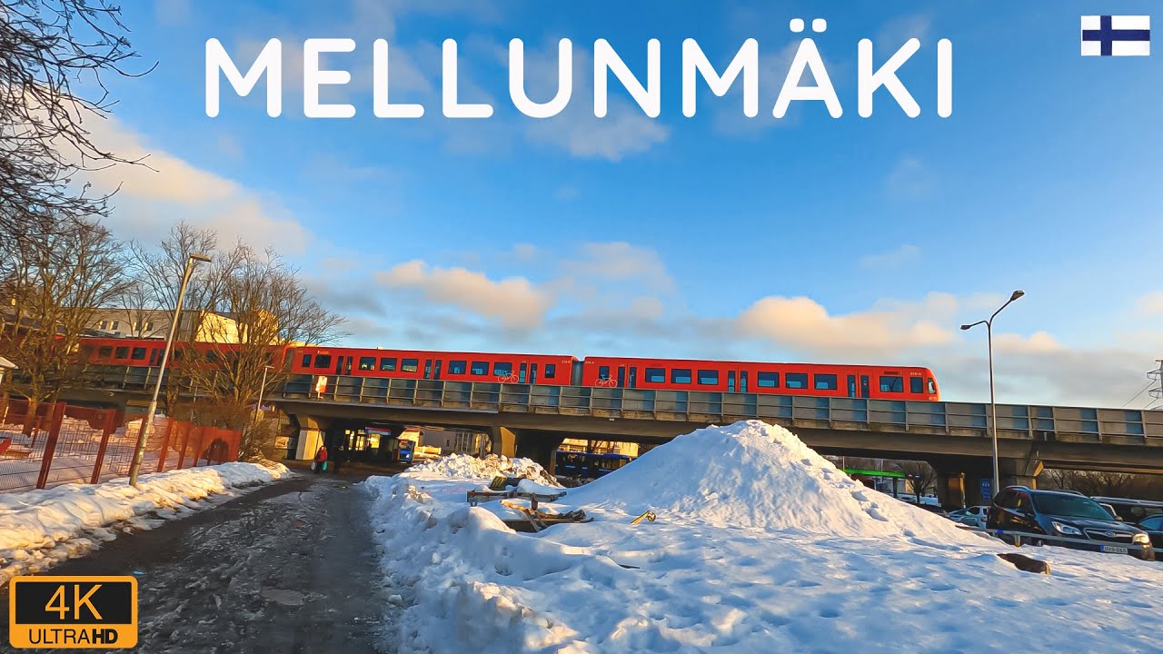 Mellunmäki, Helsinki  -  Winter Walking Tour  [4K]