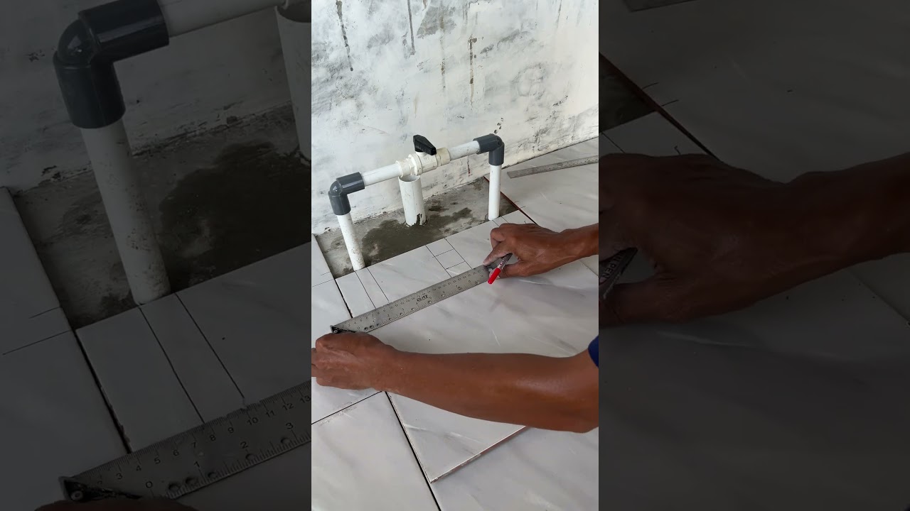 quick tips for dealing with floor tiles that are blocked by lots of pipes #howto #ceramic