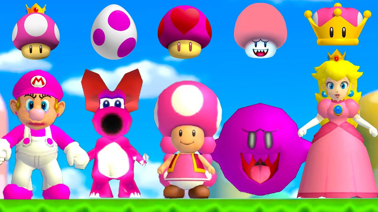 All Pink Characters & Power-Ups in New Super Mario Bros. Wii