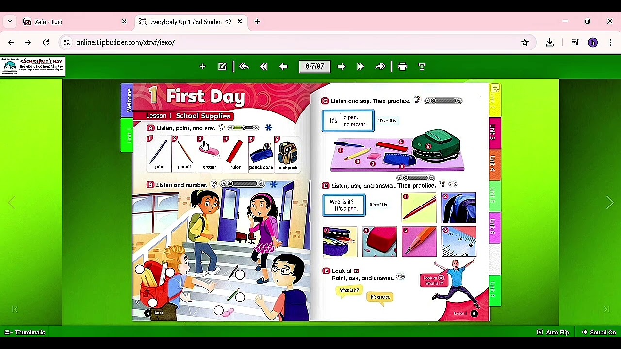 Hướng dẫn học Tiếng anh với Everybody up 1 2nd