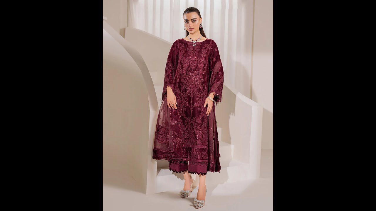 Baroque Luxury Embroidered Velvet 3 Pcs Unstitched Collection UF-758