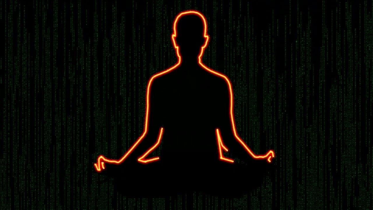 Yoga pose with matrix in background | Green Screen Library