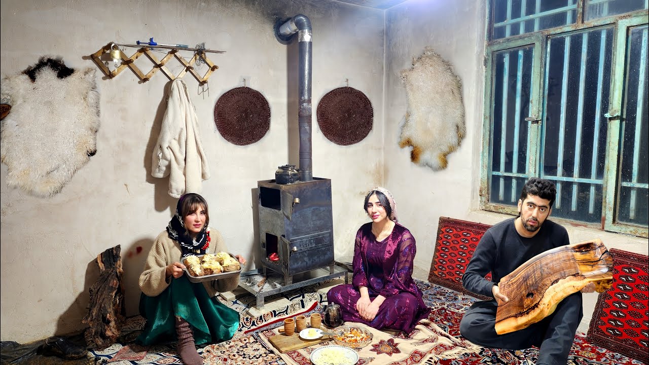Iran Village Life on a Winter Day | Cooking Potatoes in the Village Style | Nomad Life Iran