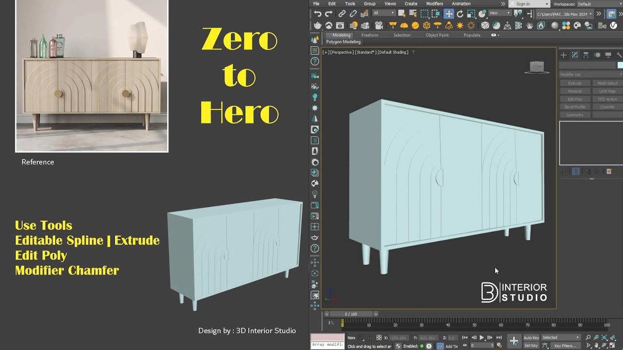 Modern Console Table Design in 3ds Max | Realistic 3D Modeling 