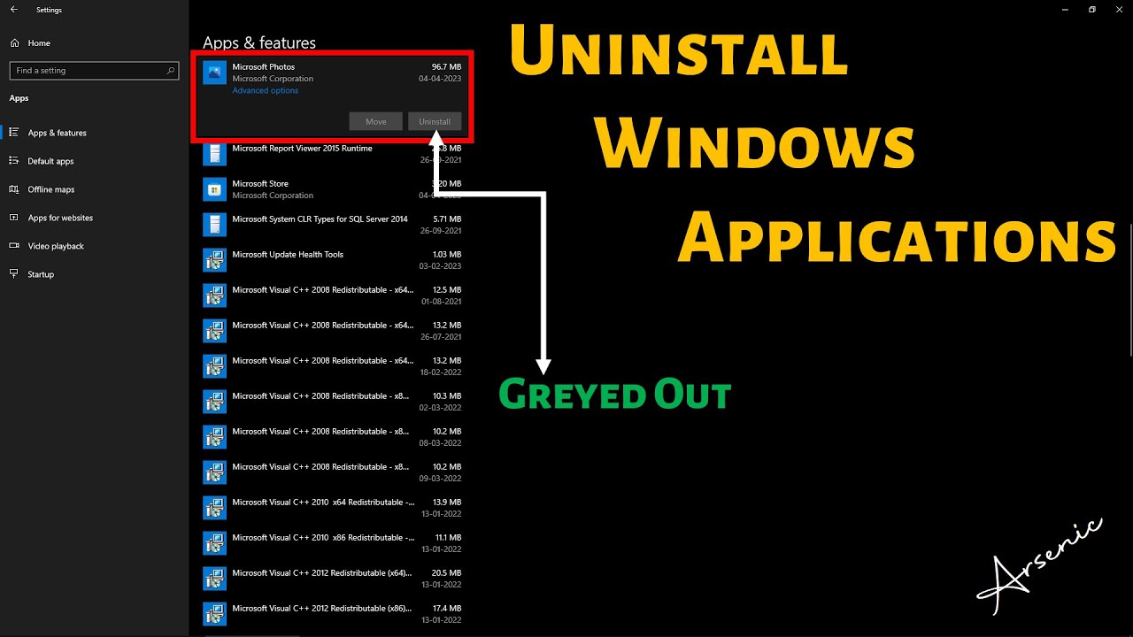 How to Uninstall Windows Applications when Uninstall Option is Greyed Out | Arsenic