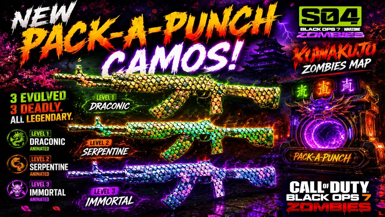 NEW Pack-A-Punch Camos REVEALED! ALL 3 Legendary Animated Camos! 🔥 (B07 Kowakujo Zombies)