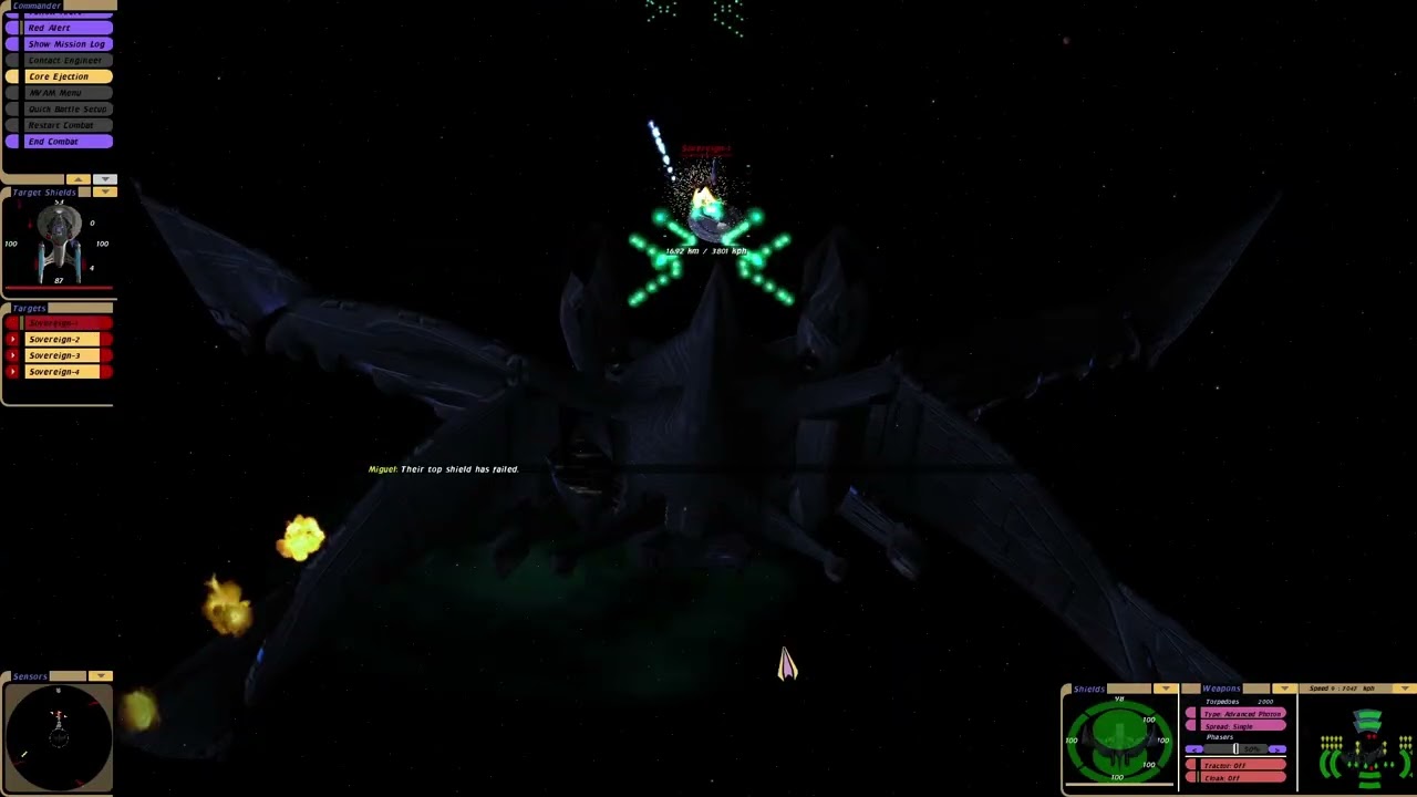 Remen Bastard Sword BB VS 5 Federation Sovereign-class |KM| Star Trek Bridge Commander TEST