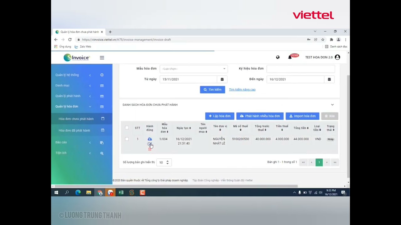 HƯỚNG DẪN LẬP HO&Aacute; ĐƠN ĐIỆN TỬ TR&Ecirc;N VINVOICE - VIETTEL