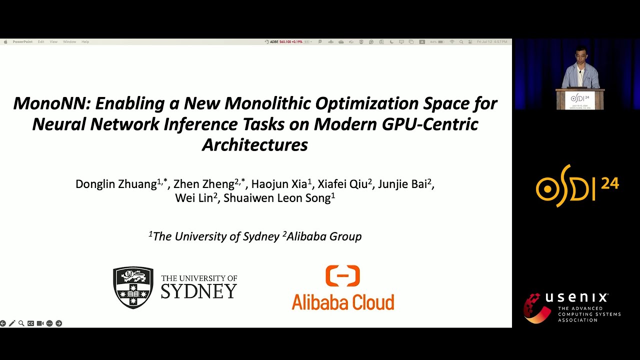 OSDI '24 - MonoNN: Enabling a New Monolithic Optimization Space for Neural Network Inference...