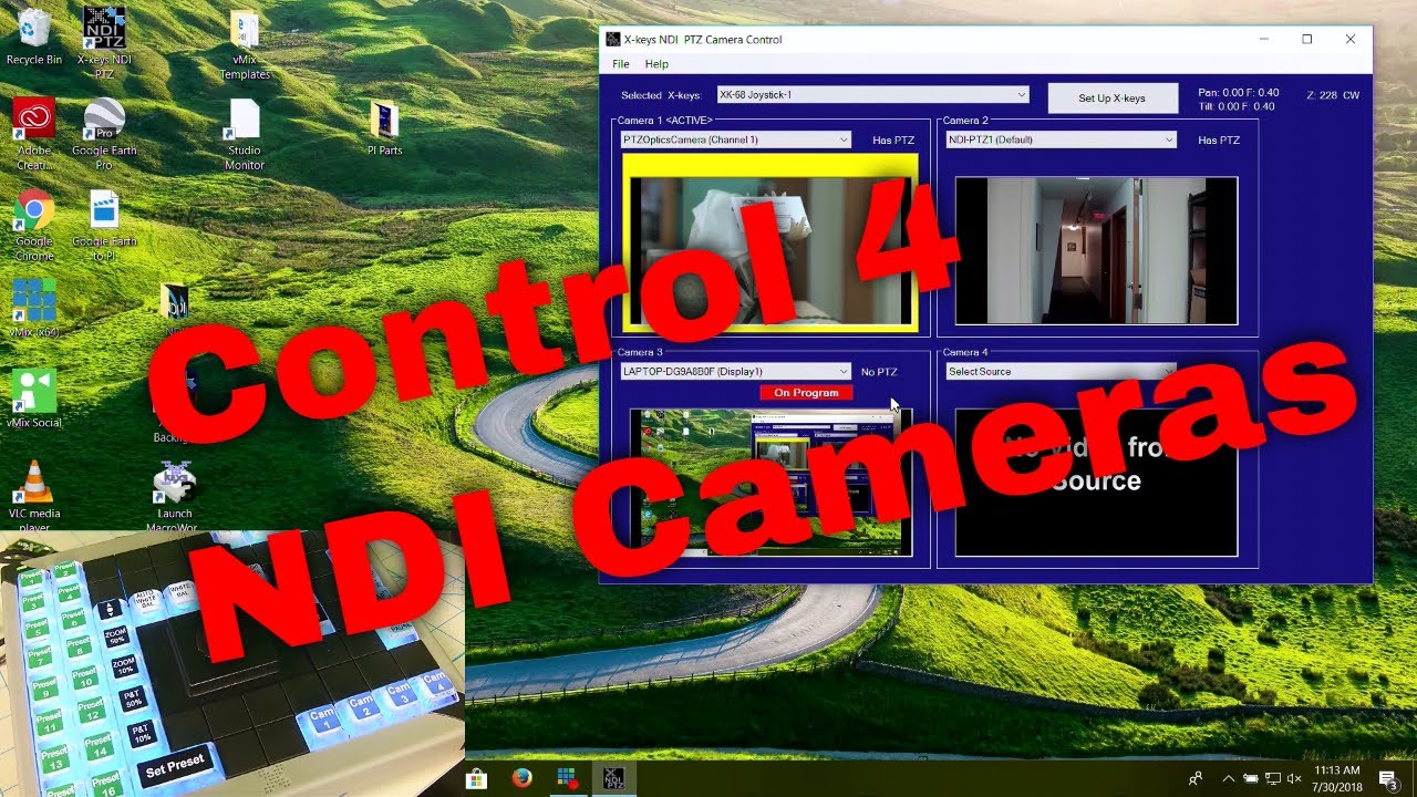 Control up to Four PTZ Cameras with X-keys NDI PTZ App for Windows