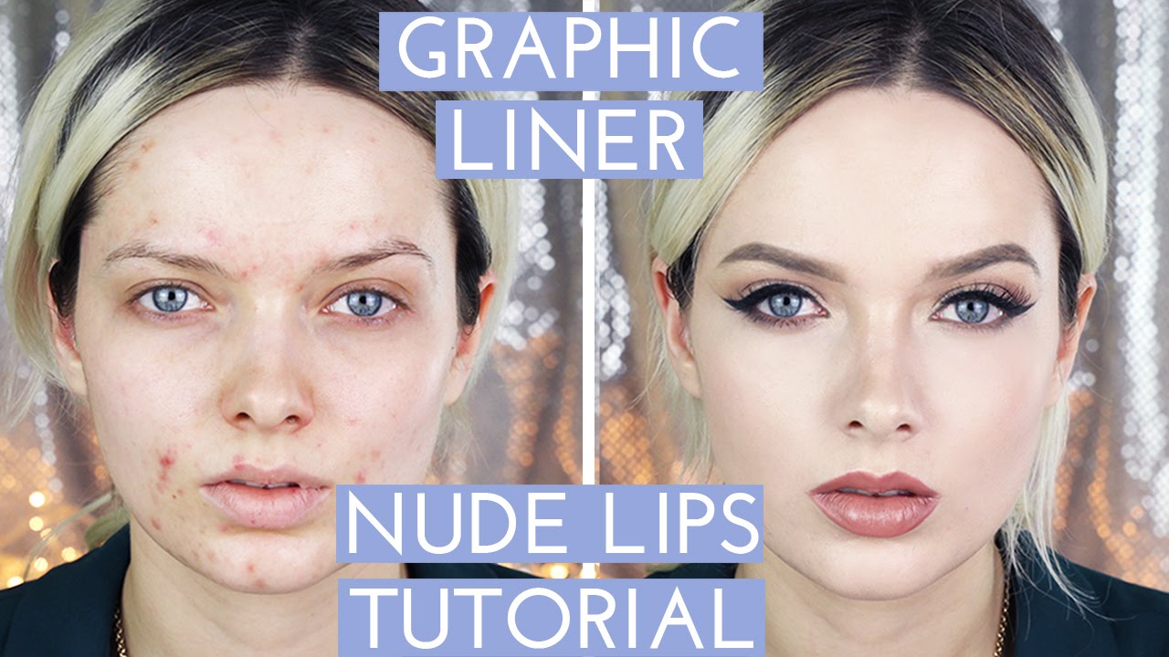 Acne Coverage // Nude Lips & Graphic Liner Tutorial //  MyPaleSkin
