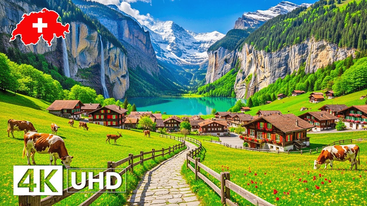 Flying Over Switzerland 4K | Discover Beautiful Swiss Countryside & Peaceful Alpine Villages