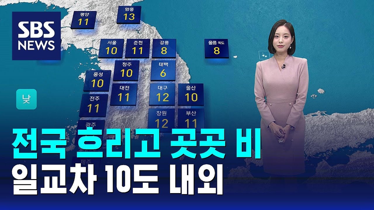 [날씨] 전국 흐리고 곳곳 비…일교차 10도 내외 / SBS