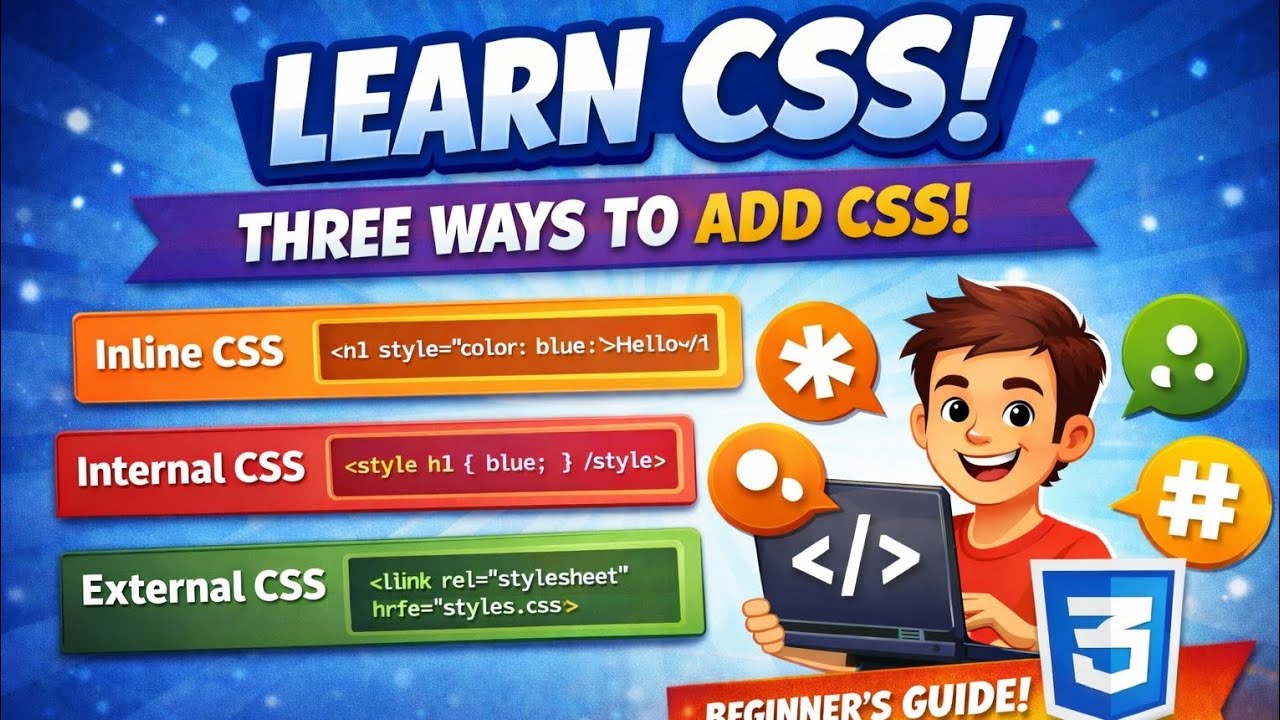Part 2| Learn CSS Step-by-Step | 3 Types of CSS You Must Know 🔥