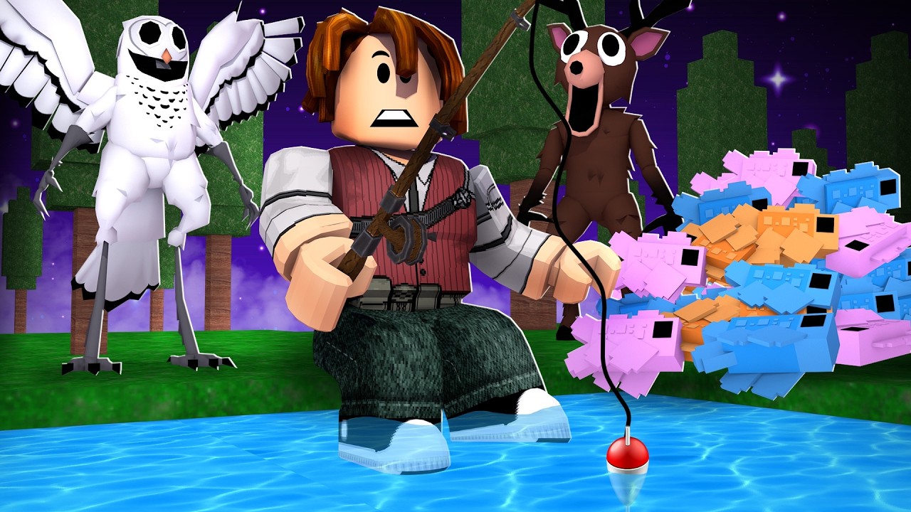 PASSEI 99 NOITES PESCANDO NA FLORESTA * deu ruim * (Roblox 99 Nights in the Forest)