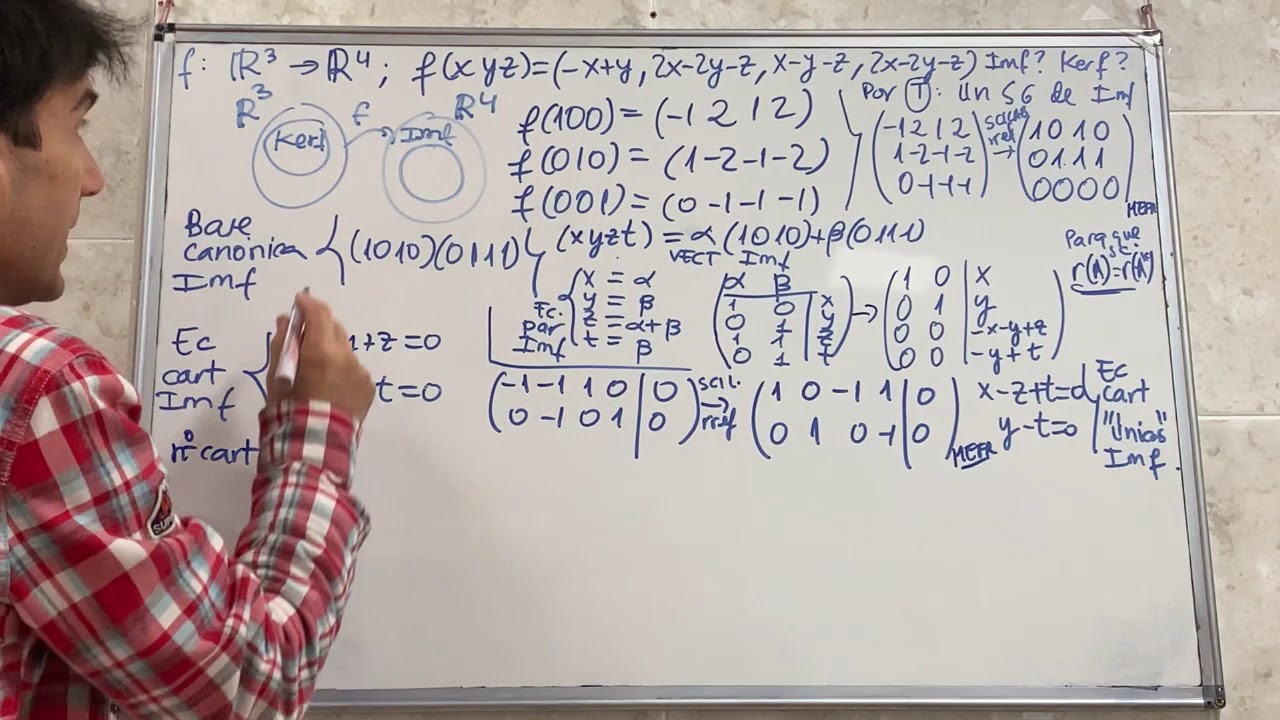 Núcleo e Imagen  de una aplicación lineal (Ker f, Im f). (Ejercicio completo)