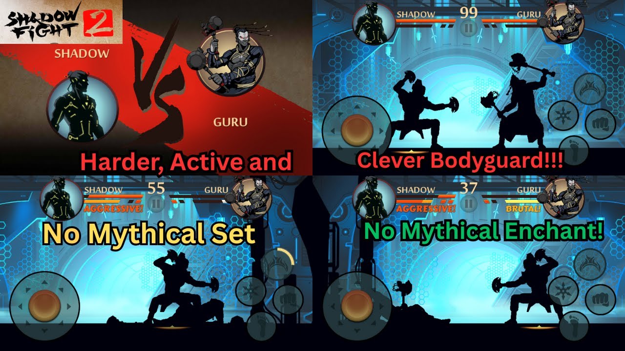 Shadow Fight 2 || Shadow VS Guru | Harder Bodyguard | No Mythical | Original Game | No Modded! #fyp