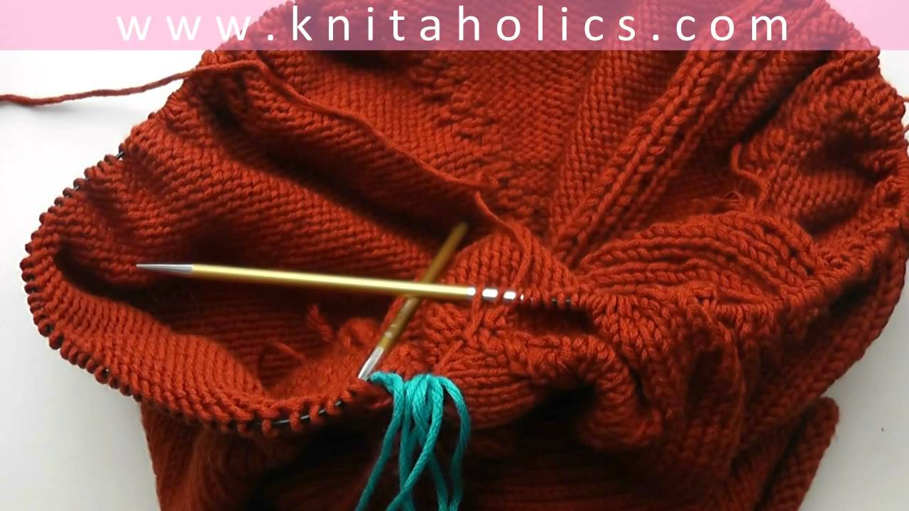 Knit with eliZZZa * Raglan Sweater Top Down * Video #04 * Put Sleeve Stitches on Hold