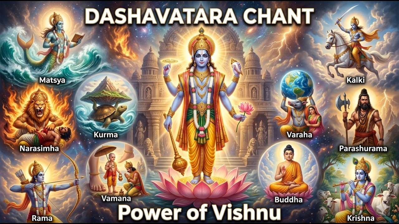 10 Avatars of Vishnu Chant, Powerful Dashavatara name chant for Moksha and Meditation