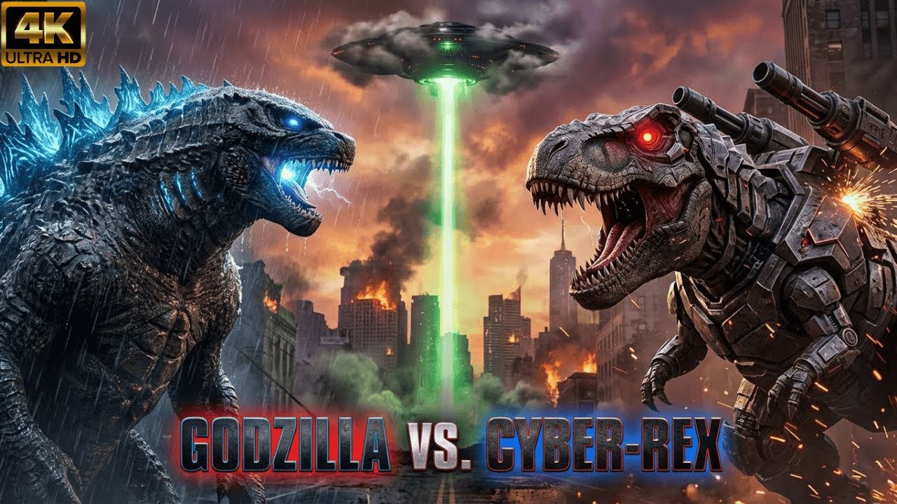 Godzilla • Predator • Cyber-Rex – When Titans Collide and the Sky Burns in an Unstoppable Battle!