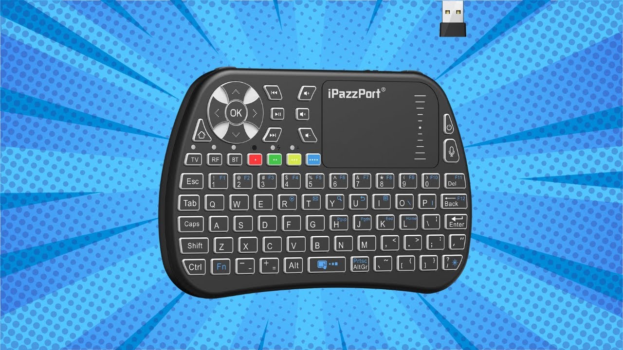 Мини-клавиатура iPazzPort с сенсорной панелью — Bluetooth или 2,4 ГГц — совместима с Windows, Lin...