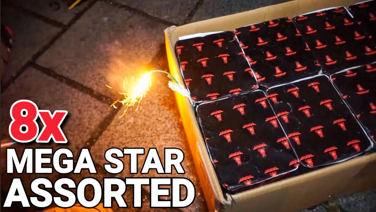 8x Mega Star Assorted cakes AFSTEKEN! (160 Shots)