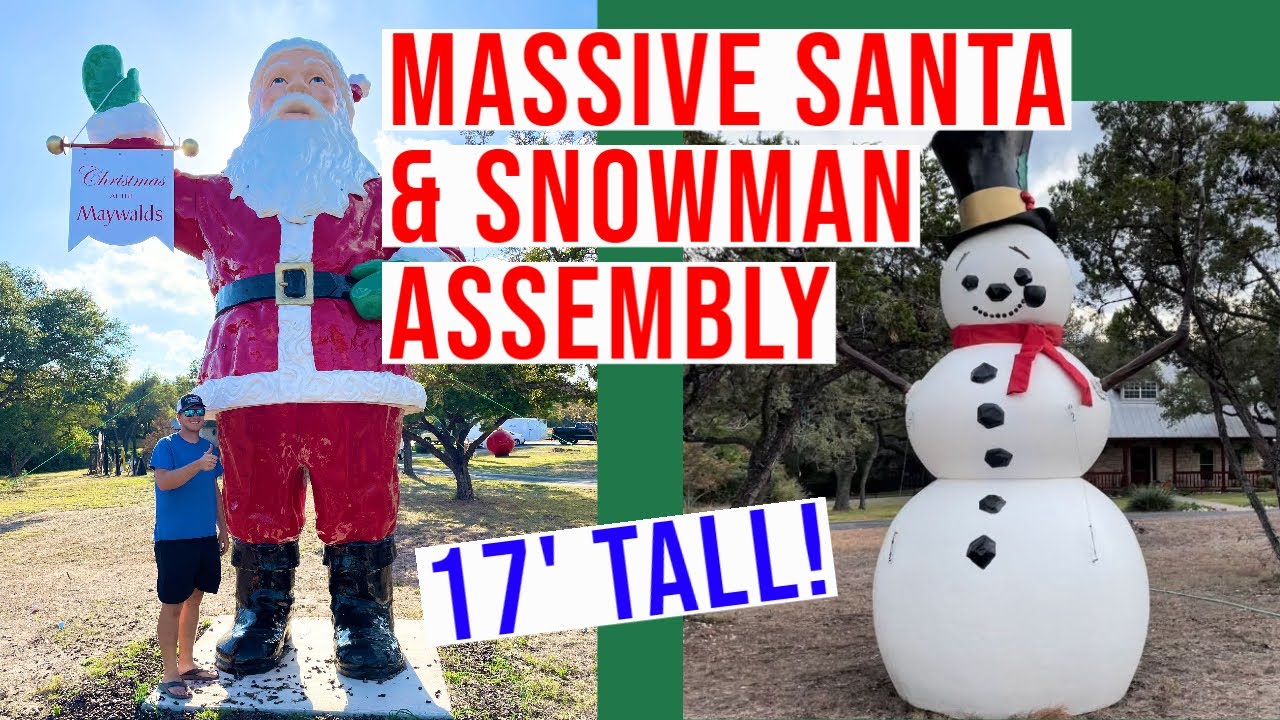 Giant Fiberglass Santa and Snowman Christmas Decoration Assembly!