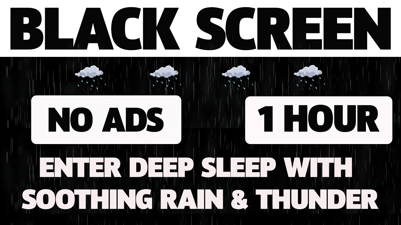 Black Screen | Continuous Heavy Rain & Deep Thunder for Deep Sleep All Night