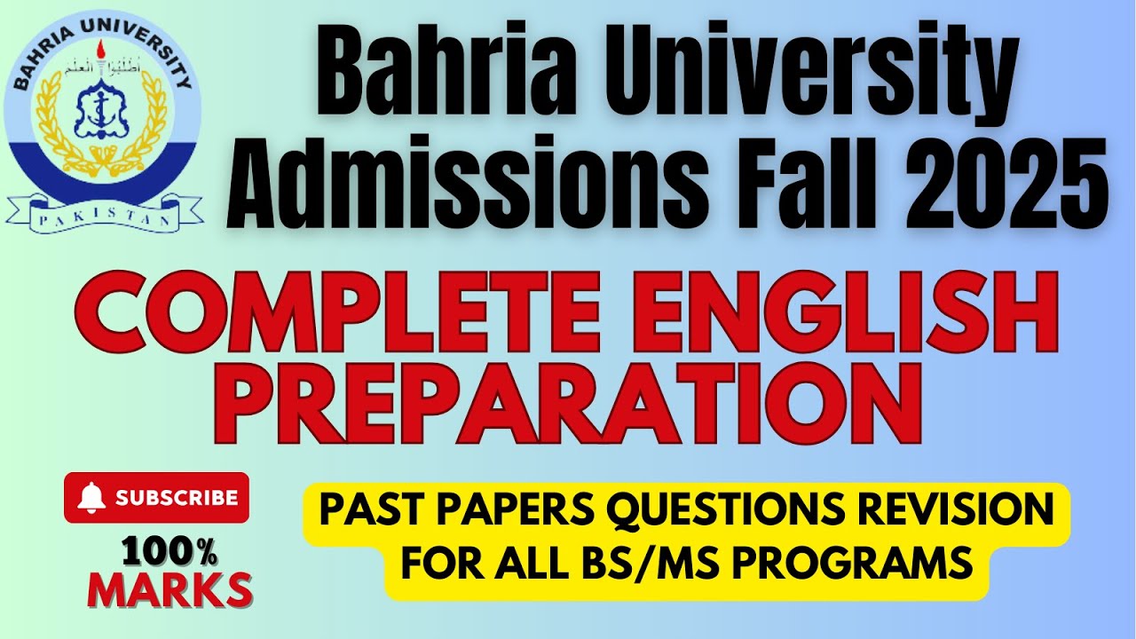 Bahria University Entrance Test Preparation 2025 | English Section | Past Papers Solution BS/MS