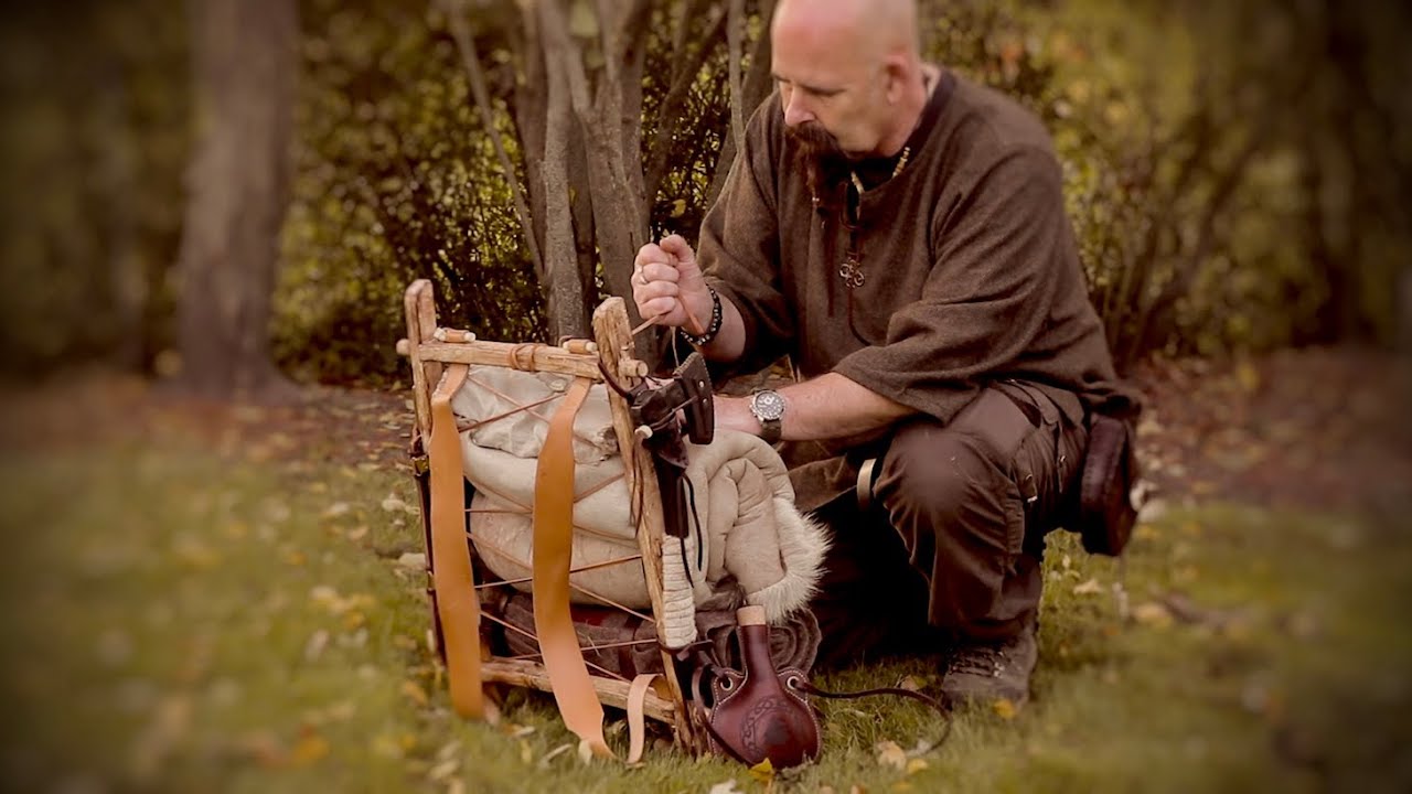 Viking series: Viking packframe and leather bottle