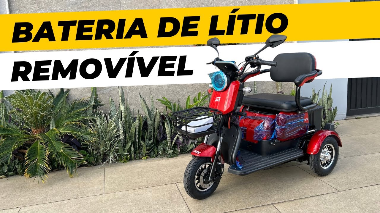 Triciclo Elétrico DUOS Fênix - Bateria de Lítio Removível - 750W