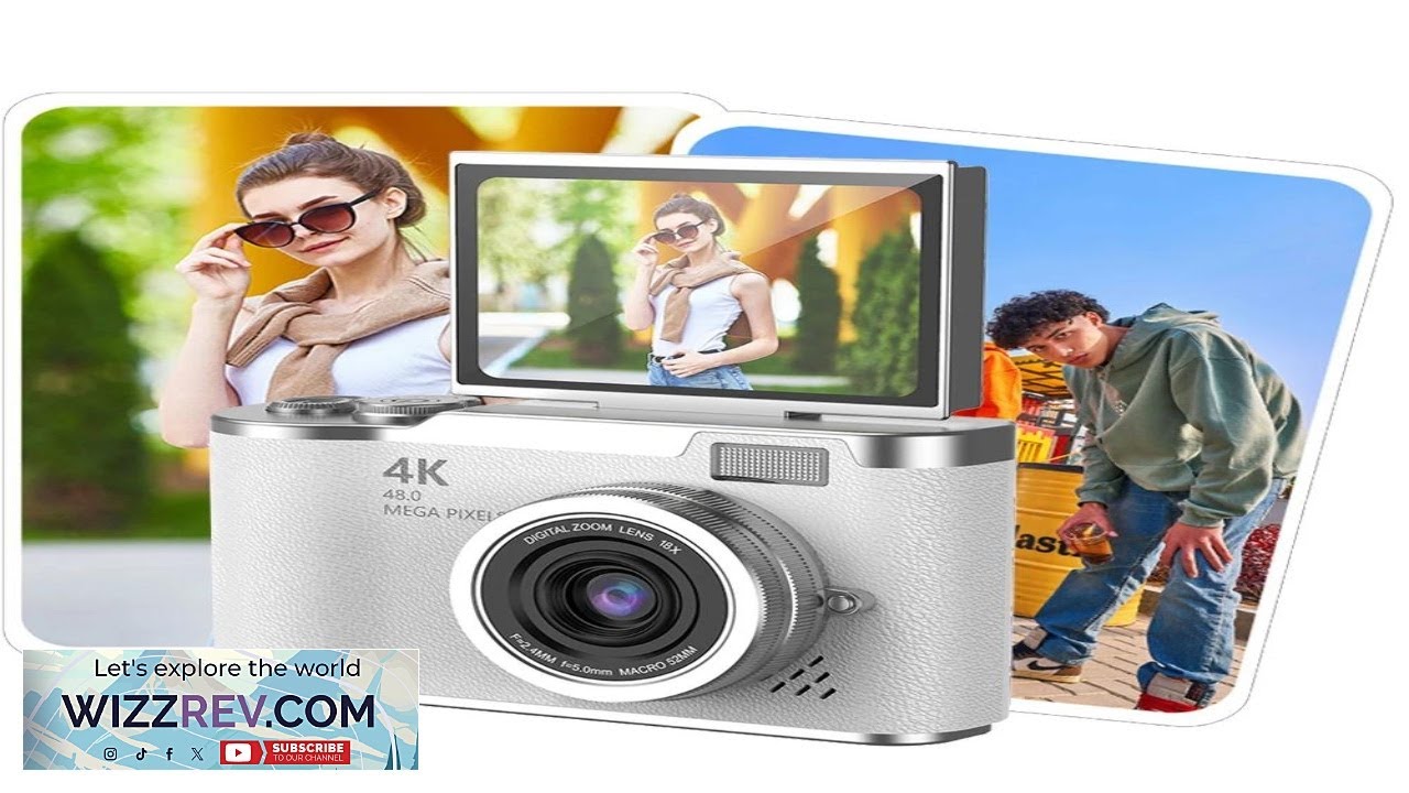 4K Digital Camera 48MP Compact Small Camera 8X Zoom Vlogging Camera 180