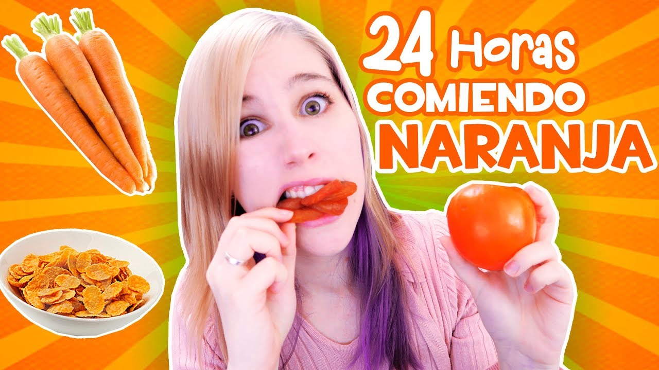 24 HORAS COMIENDO COMIDA NARANJA! 🍊