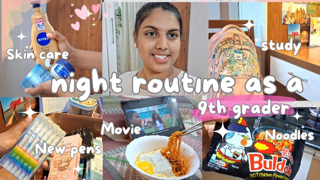 Night routine as a 9th grader 🩷✨️