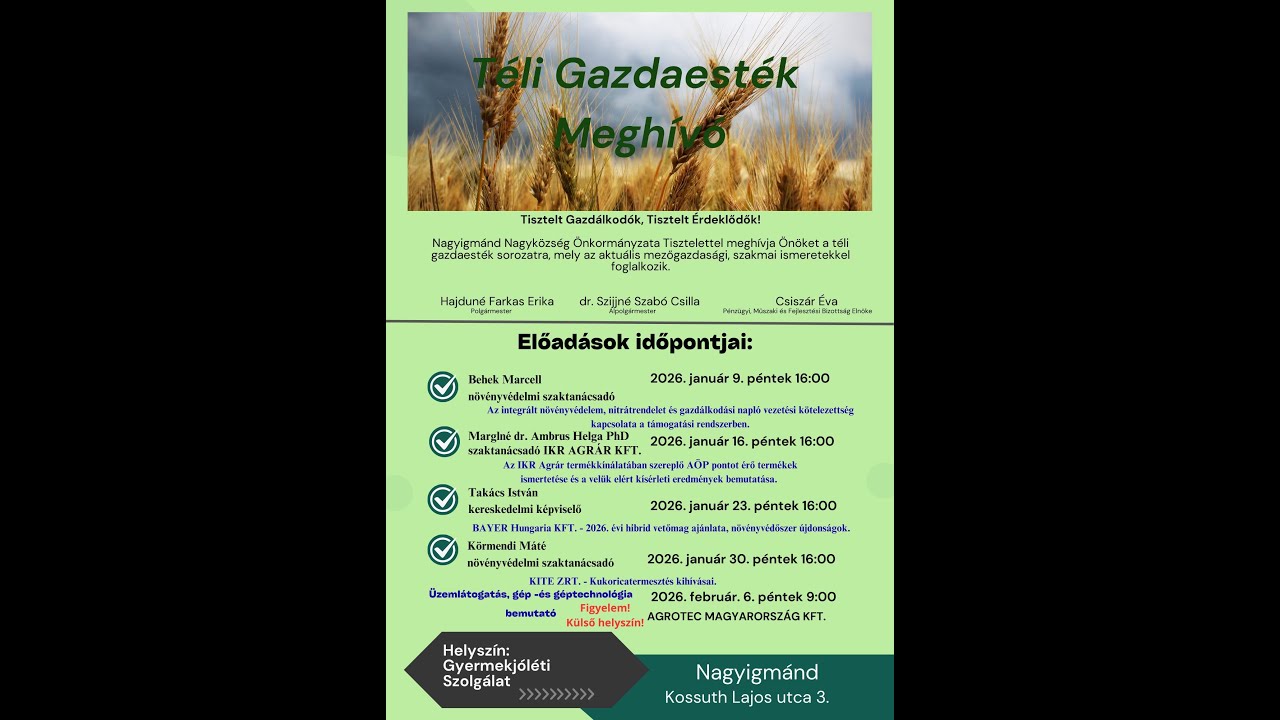 Téli Gazdaesték:Behek Marcell előadása .
