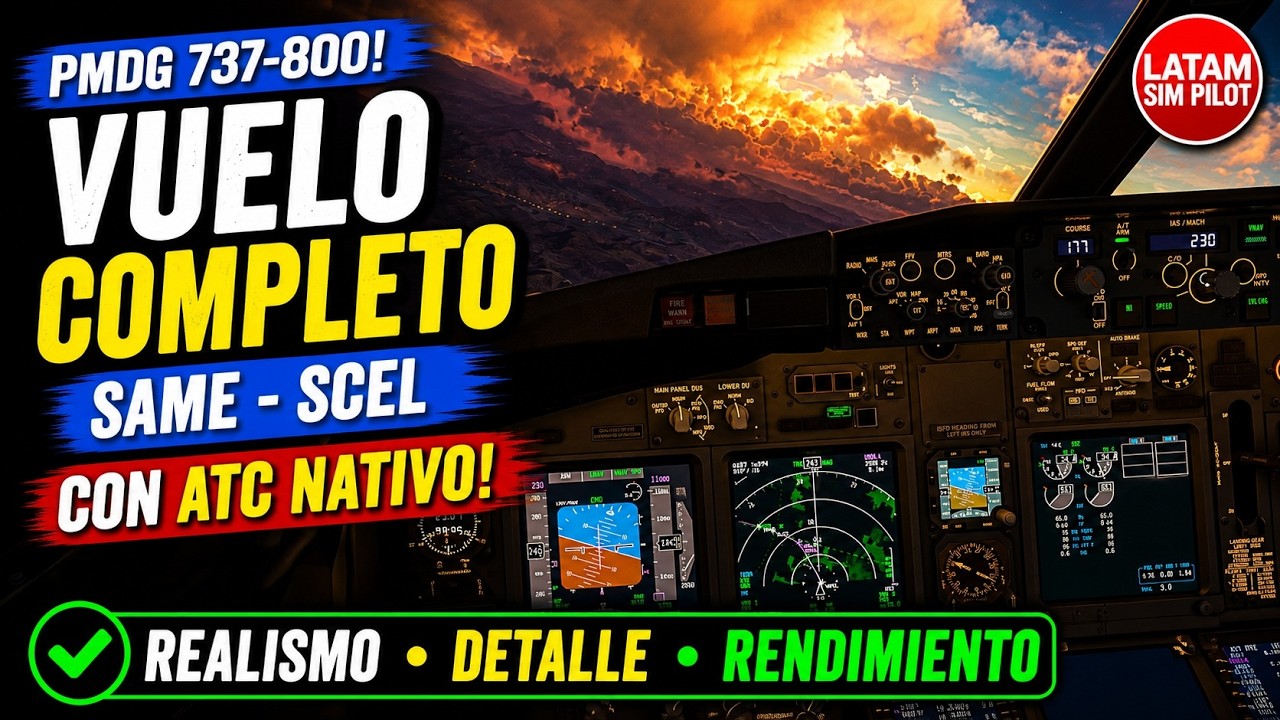 4K, ULTRA, REAL OPS PMDG 737-800, GSX -👨‍✈️ ¡VUELO COMPLETO DESDE MENDOZA A SANTIAGO CON ATC    😍😍😍😍