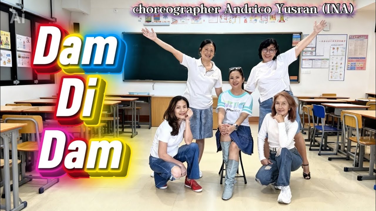 DAM DI DAM Linedance choreographer Andrico Yusran (INA) demo by Shanty Dimas & friends