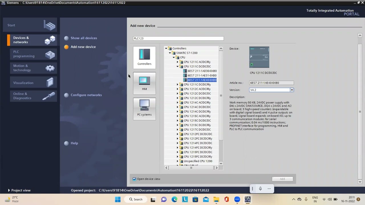 LECTURE#2: TIA PORTAL V14.0 CONFIGURATION AND CREATING PROJECT WITH CPU S7-1200 AND  PLCSIM