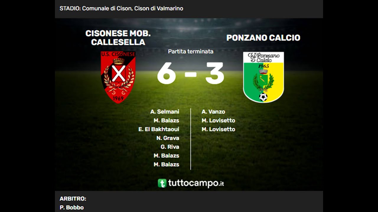 CISONESE MOB.CALLESELLA vs PONZANO CALCIO: 6-3