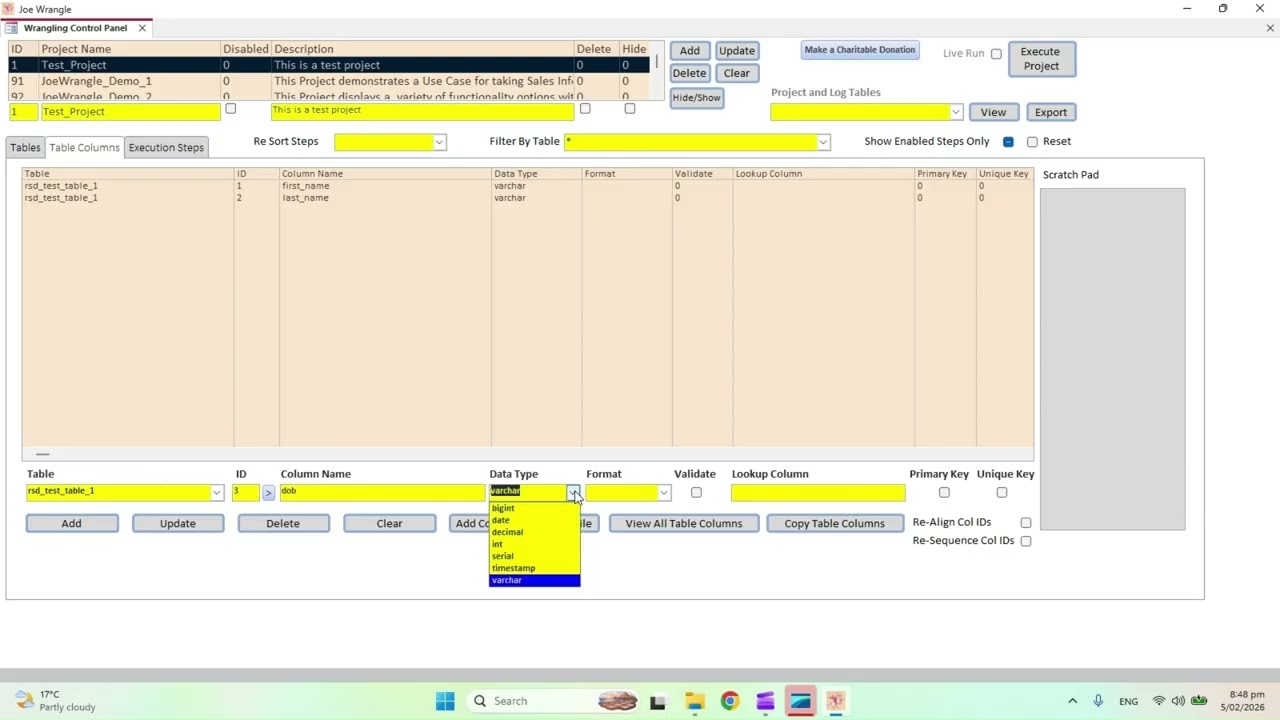 2  Create Project and Import File to Table