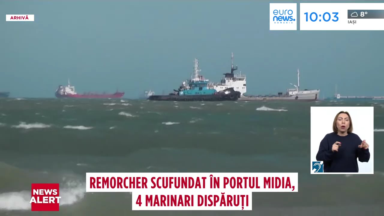 Remorcher scufundat în Portul Midia. Patru persoane dispărute