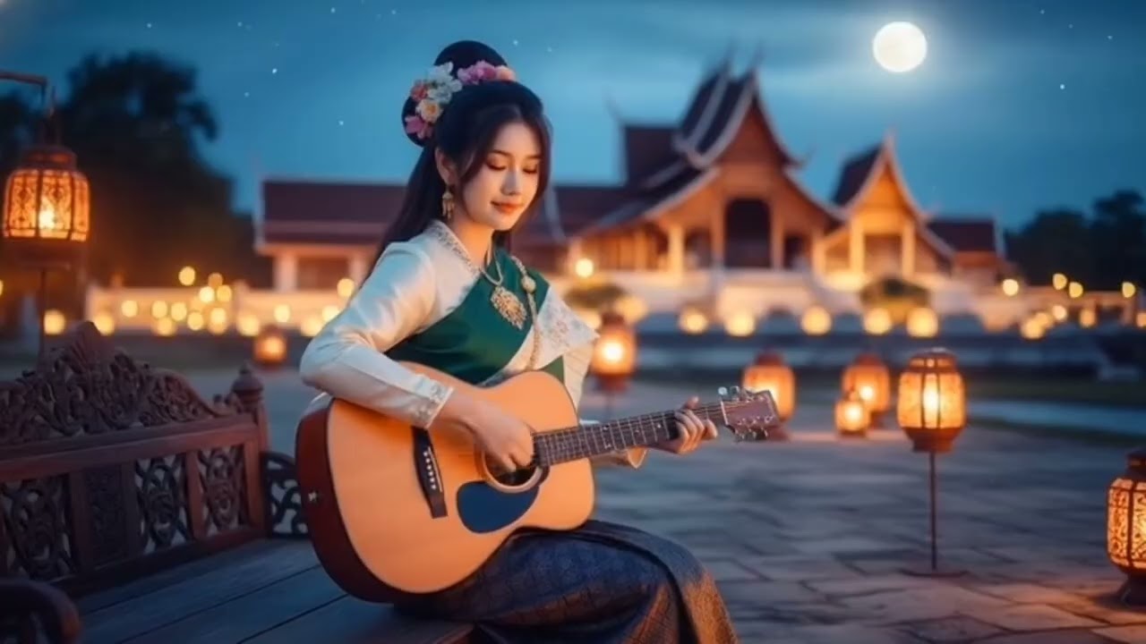 Playing guitar in the quiet of the 