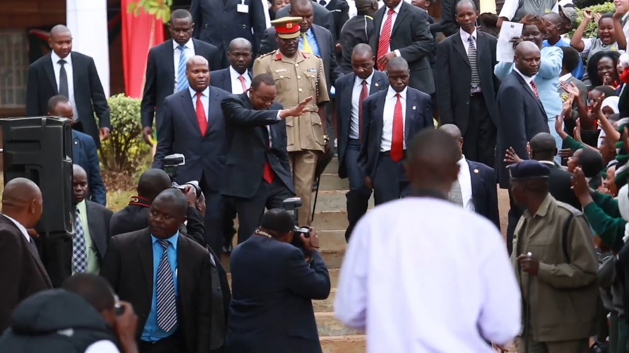 President Uhuru Kenyatta surprises State House Girls students with a brand new school bus.