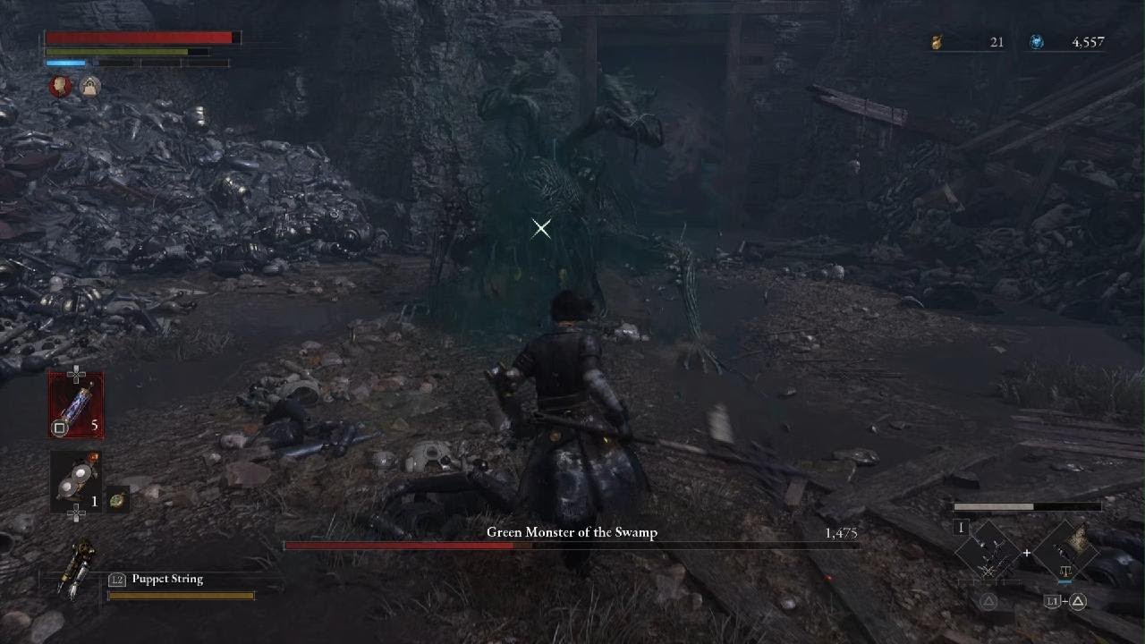 Lies of P Area Weapons vs Bosses - Green Monster of the Swamp (City Longspear +0)