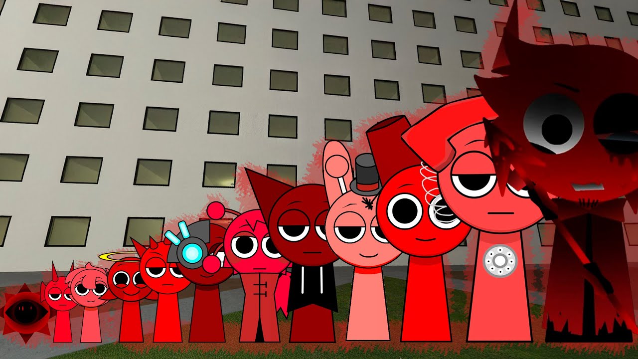 All the Sizes Of Nightmare Sprunki Telephone VS Red Sprunki Family want me to help them in Gmod