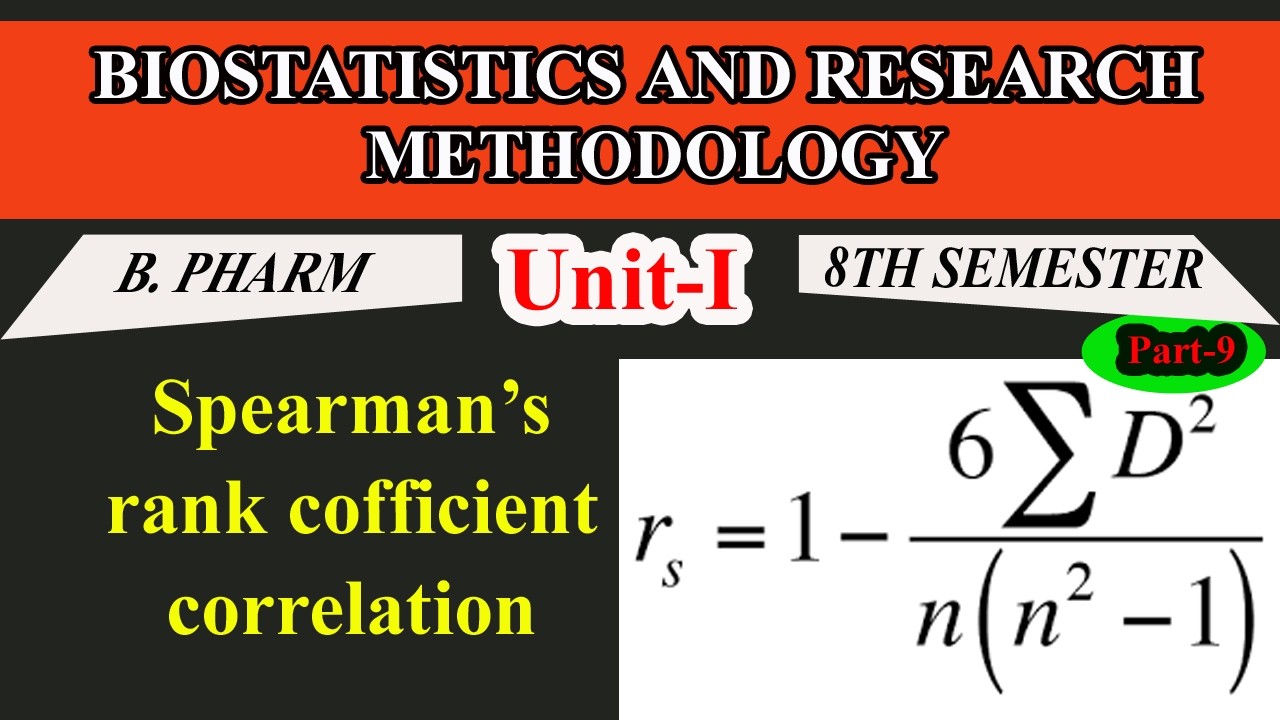 Rank Correlation | Spearman Rank Cofficient of correlation @solutionpharmacy @carewellpharma