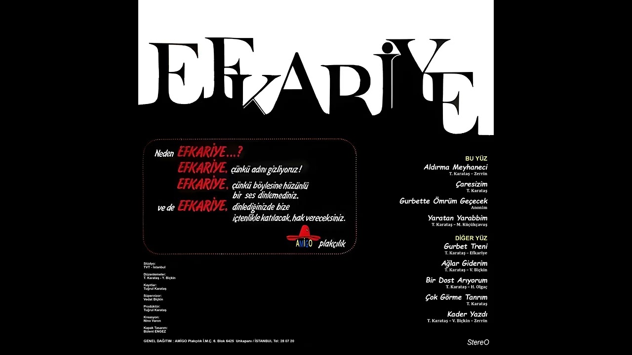 Efkariye - Efkar Saati (LP Plak Arka Kapak)